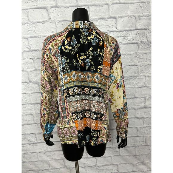 Artistic Works by Lu Floral‎ Print Button Up Long Sleeve Blouse Women Sz S NWT - Picture 4 of 7